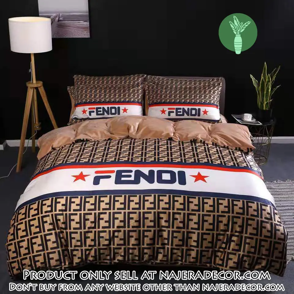Fendi luxury logo fashion brand premium bedding set home decor hqn njr1935389